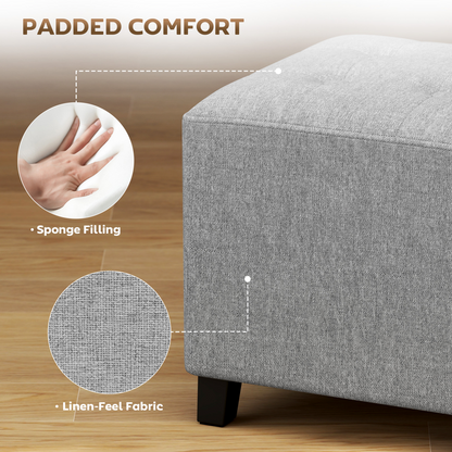 HOMCOM Small Footstool Square Ottoman with Padded Seat, Light Grey