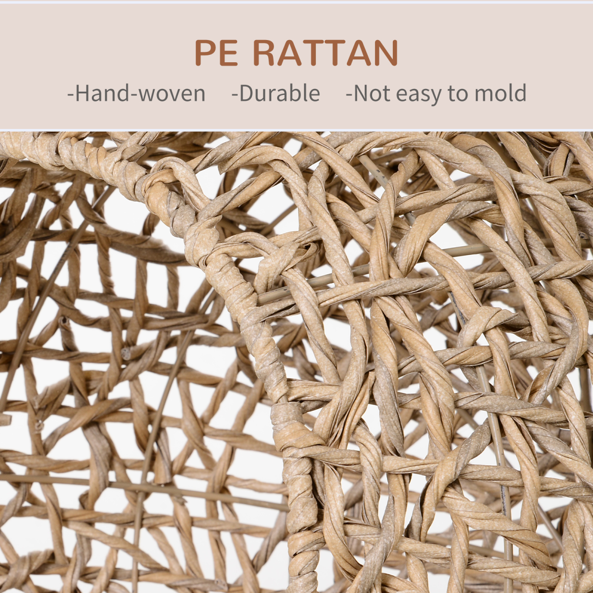 Rattan Elevated Cat House Kitten Bed Pet Furniture w/ Cushion Natural