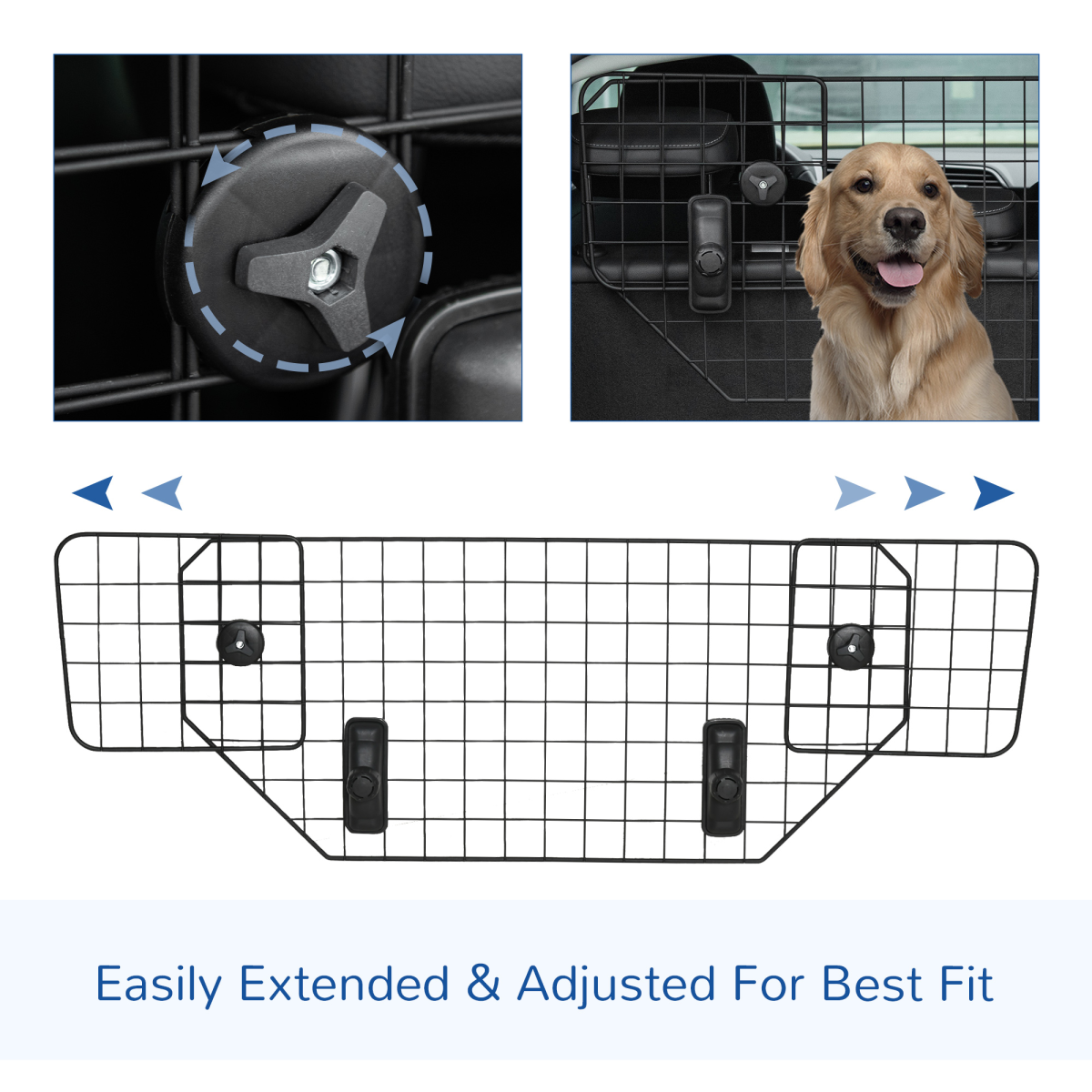 Dog Guard for Car Boot Adjustable Mesh Barrier Pet Headrest, 90-120W x 40.5H cm