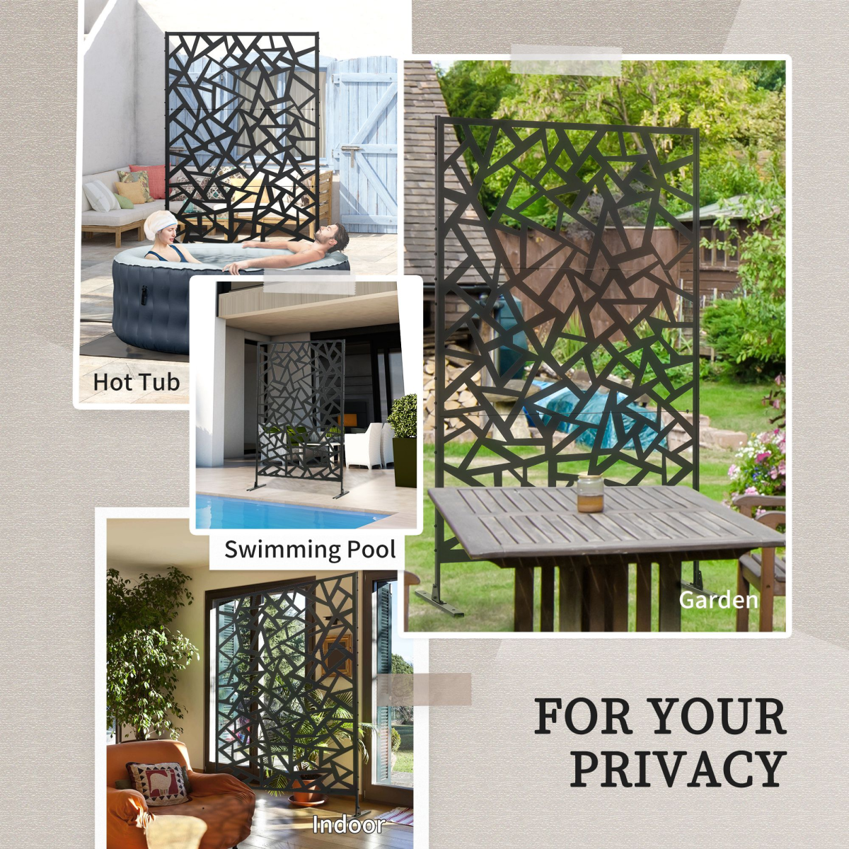 Outsunny Metal Garden Partition Screen Decorative Outdoor Divider withScrews