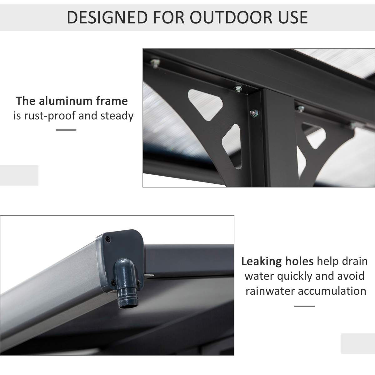 Outdoor Patio Gazebo Pergola, Aluminum Post, 4.35x3m Mounted on the Wall Roof