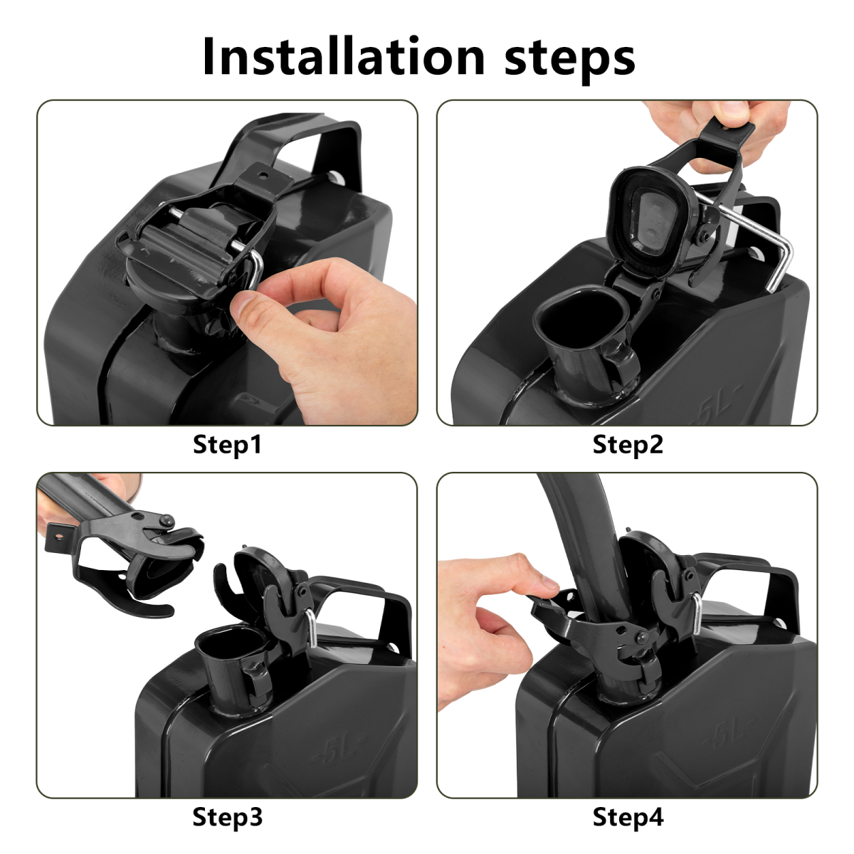1PC 5L Black Iron Oil Can with 0.6mm Spout, Heavy-Duty Metal Lubricating Oil Dispenser