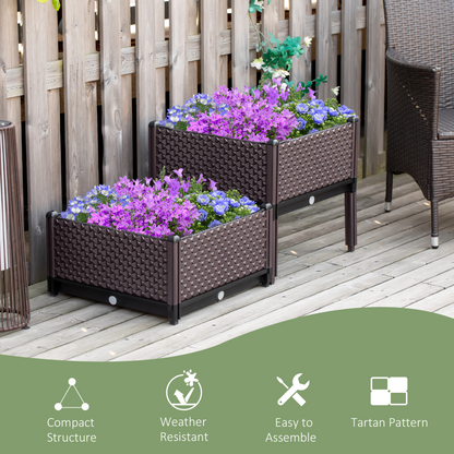 2-Piece Raised Garden Bed Planter Box for Flowers, Vegetables, Herbs
