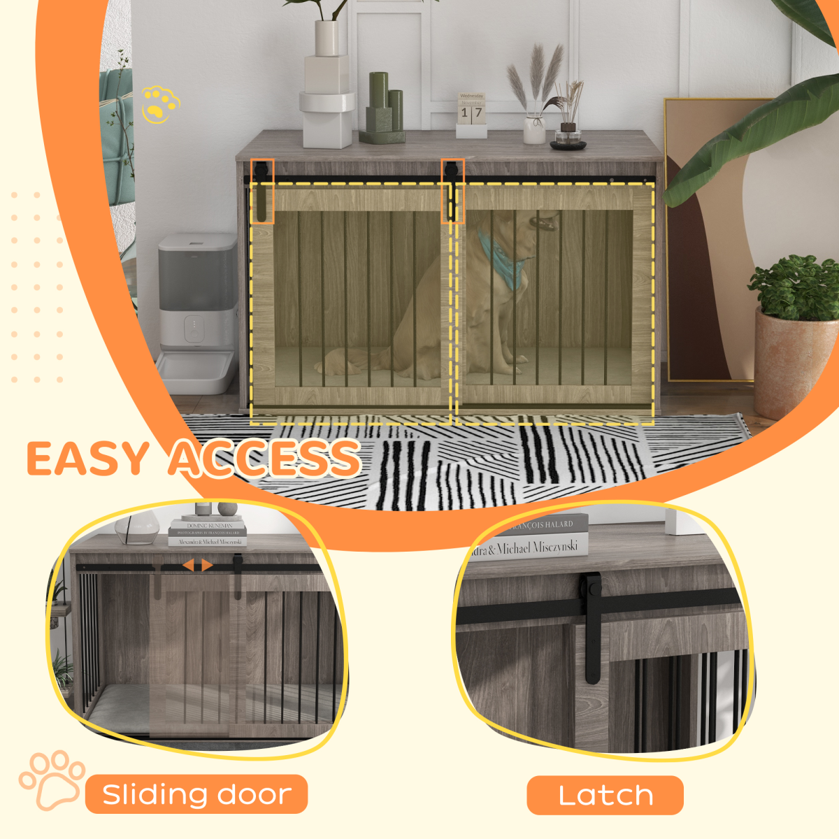 PawHut Dog Crate Furniture with Removable Cushion for XL Dogs - Brown