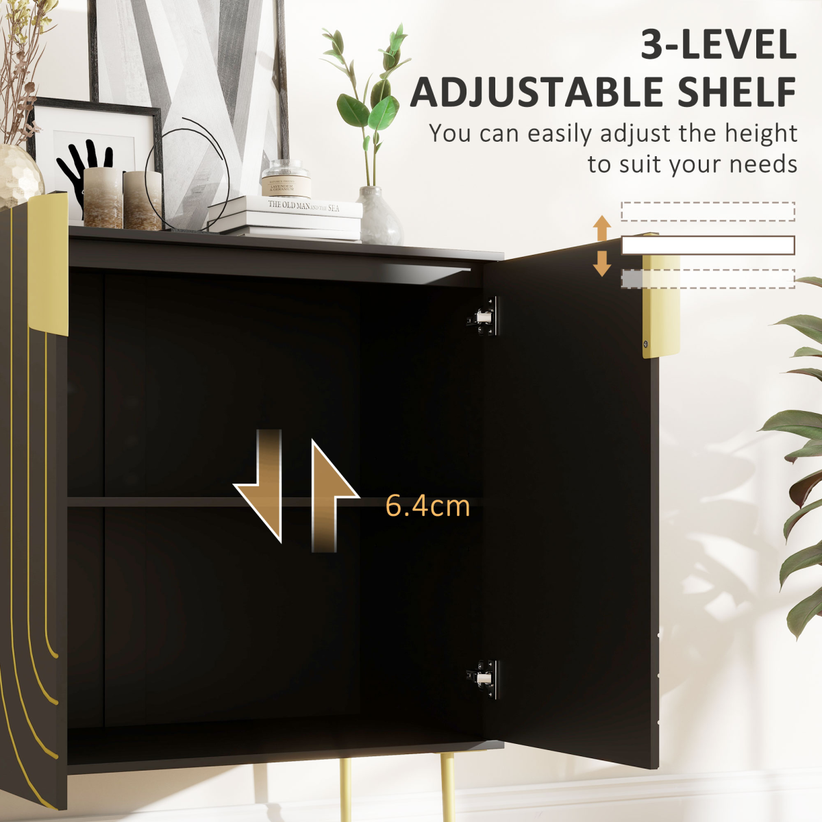 HOMCOM Freestanding Storage Cabinet with Adjustable Shelf for Living Room