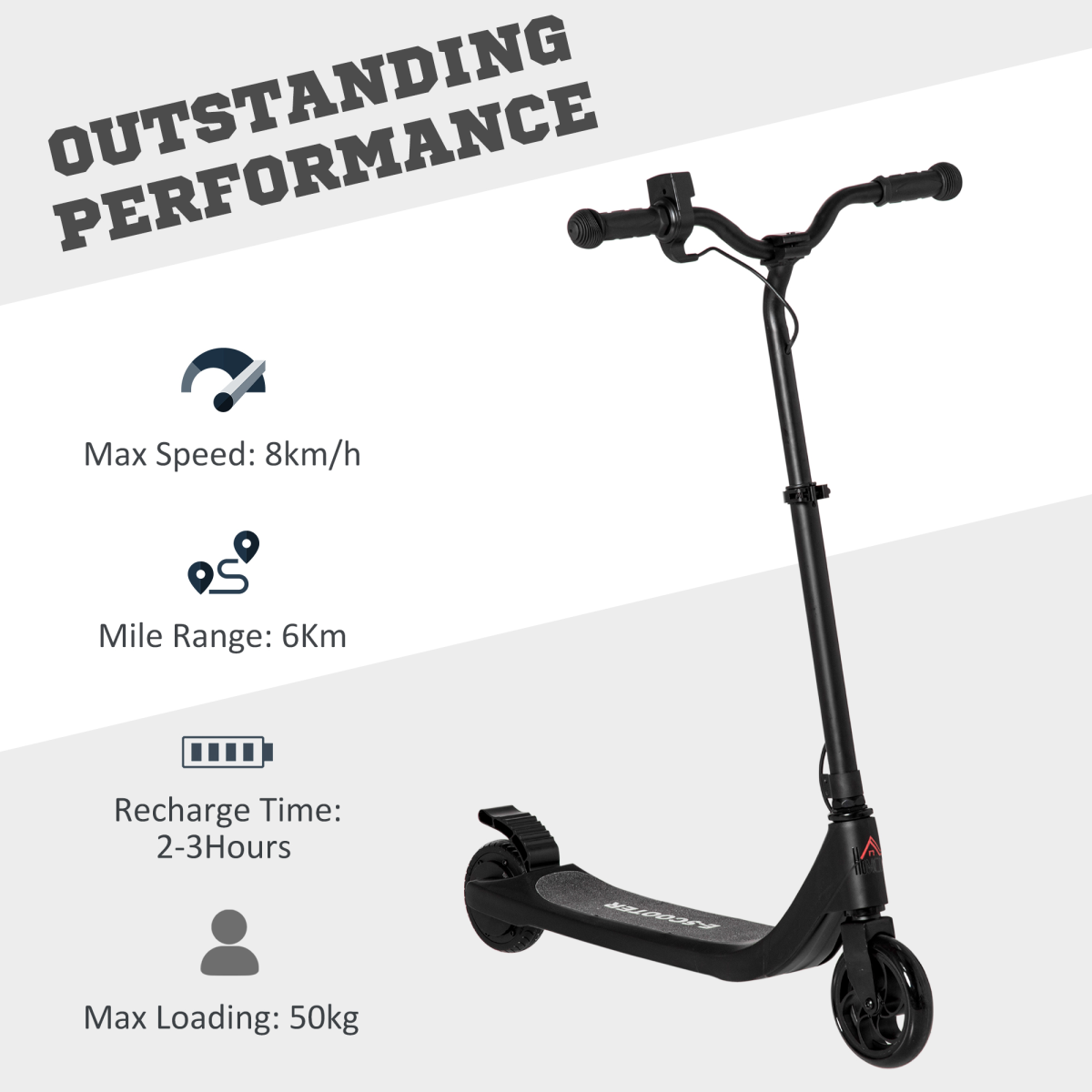 120W Electric Scooter w/ Battery Level Display, Rear Break - Black HOMCOM