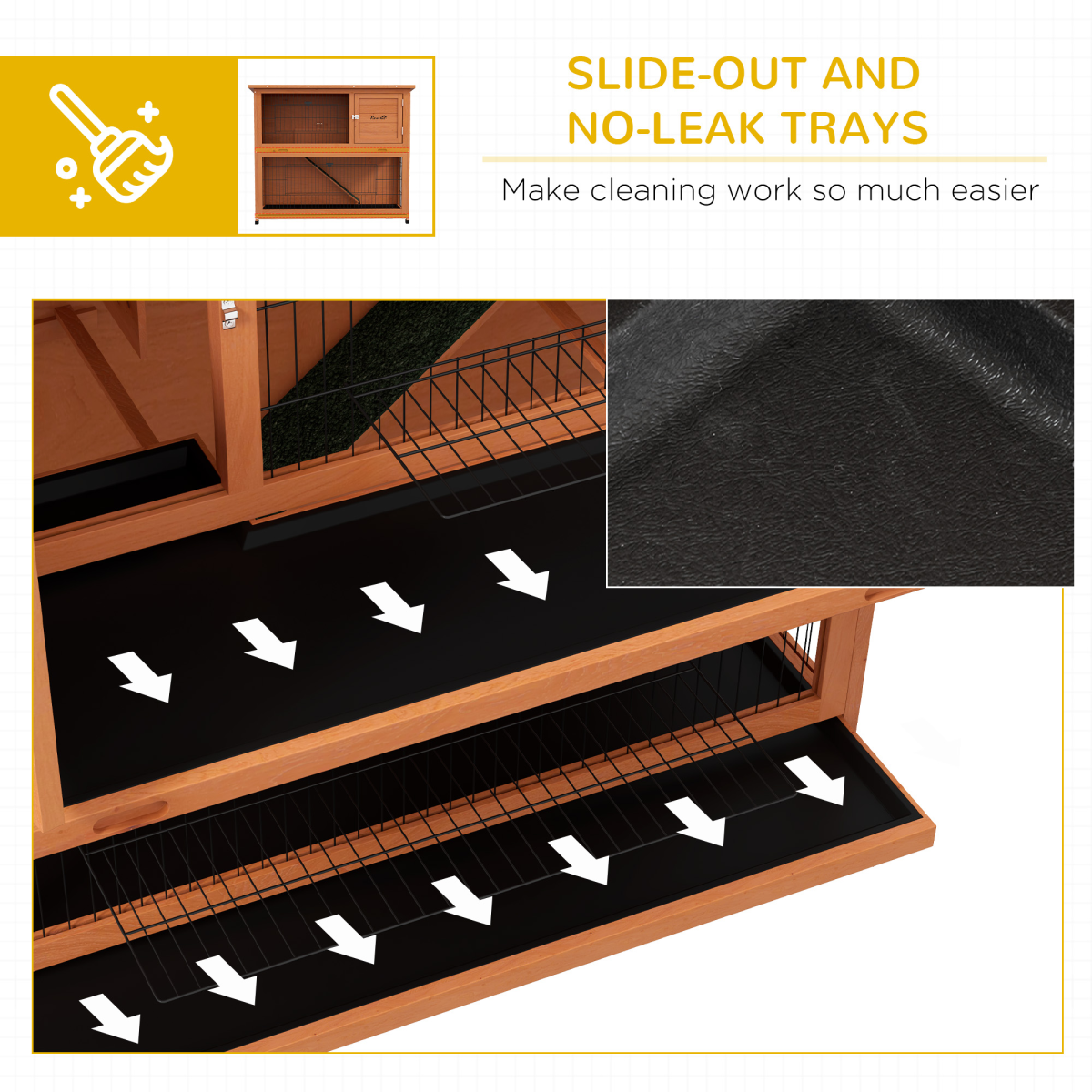 PawHut Wooden Rabbit Hutch Antiseptic Outdoor, for 1-2 Rabbits, Orange