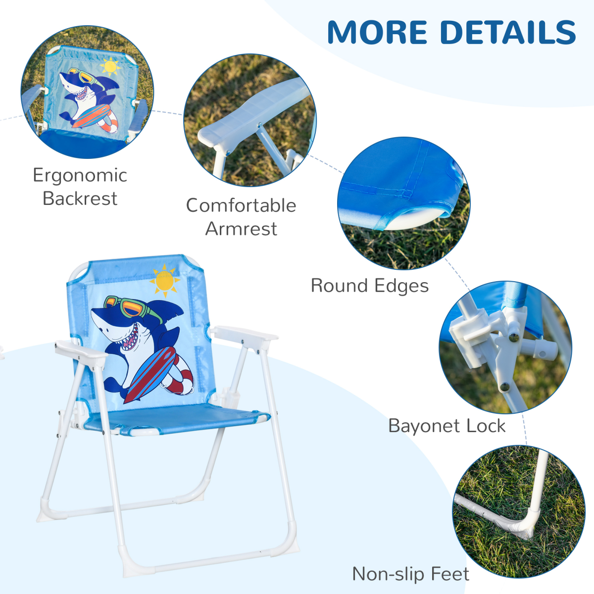 Kids Foldable Four-Piece Garden Set w/ Table, Chairs, Umbrella - Blue