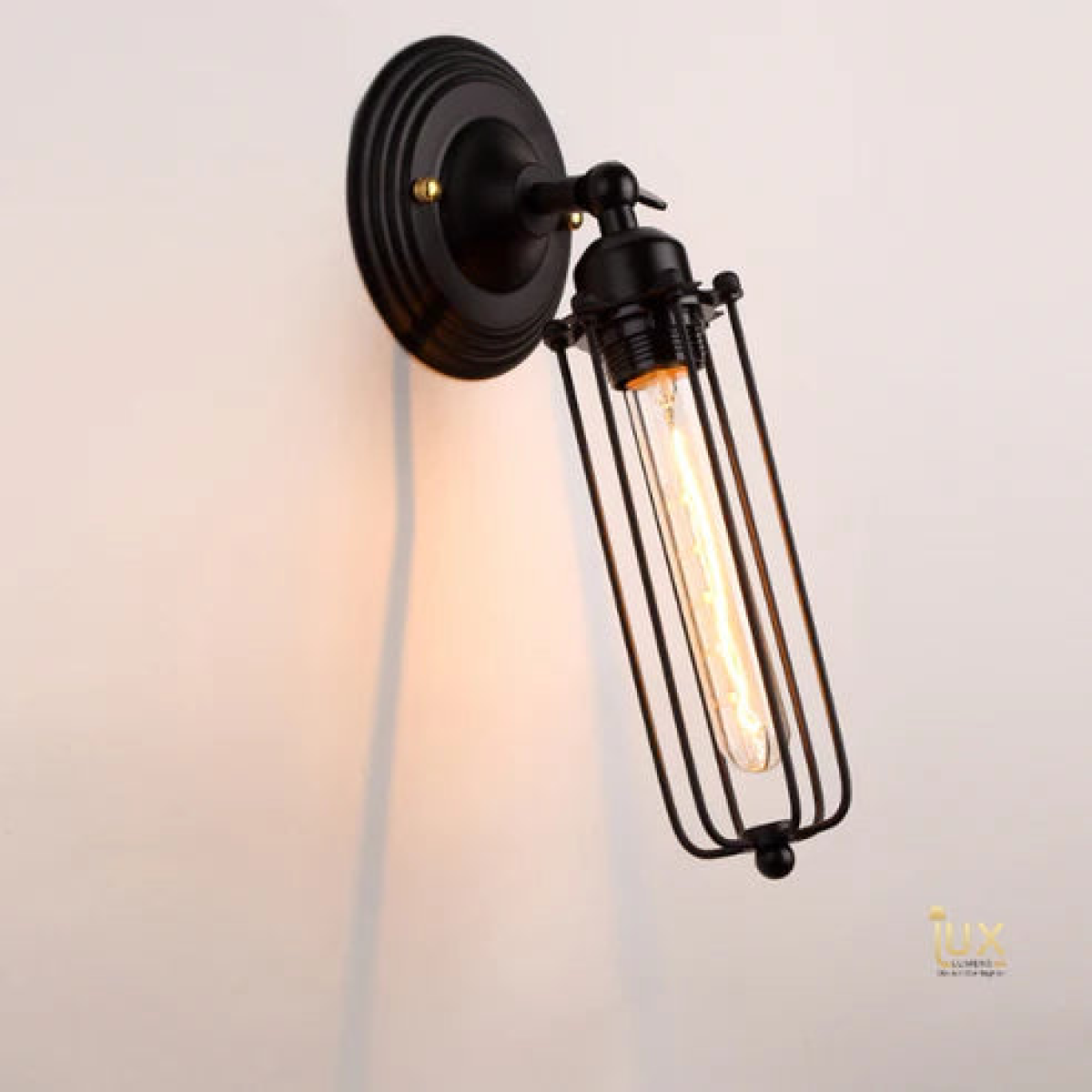 Black Industrial Long Cage Wall Light Cage light~2300