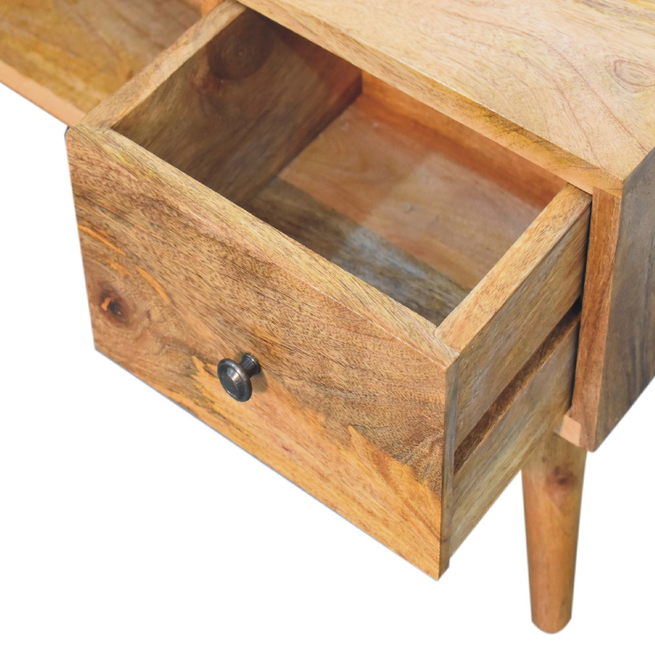 Artisan Furniture Solid Wood Classic Oak-ish Coffee Table, 2 Drawers & 1 Open Slot, Beige