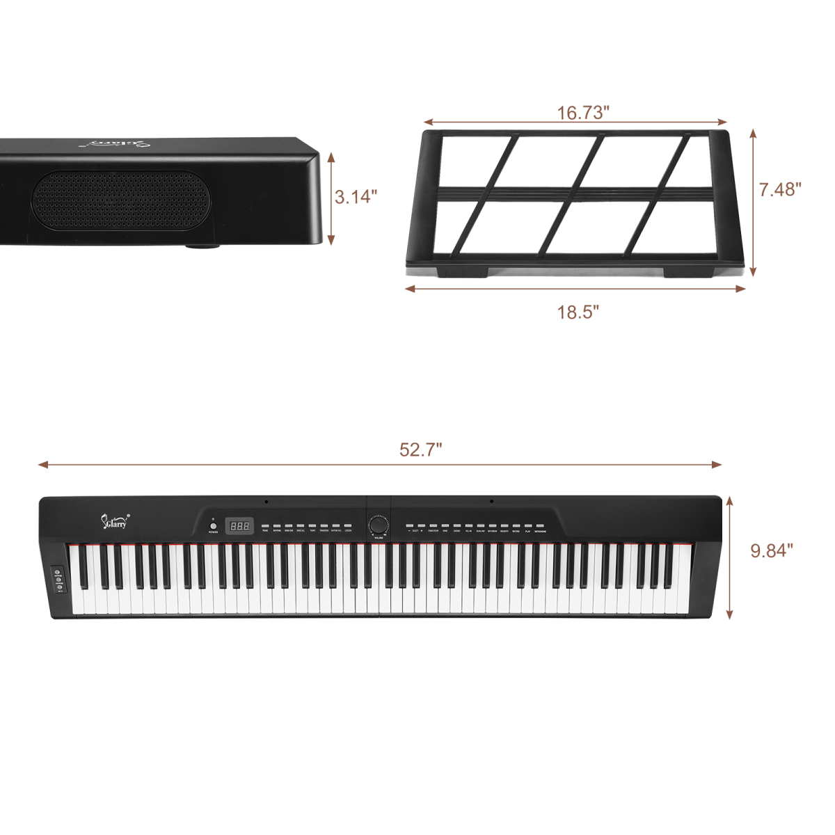 GPP-105 88 Key Full Size Semi-Weighted Standard Keyboards Digital Piano with Dual-tube X-Shape Stand, MIDI Bluetooth, Headphone，for Piano Lover Black color