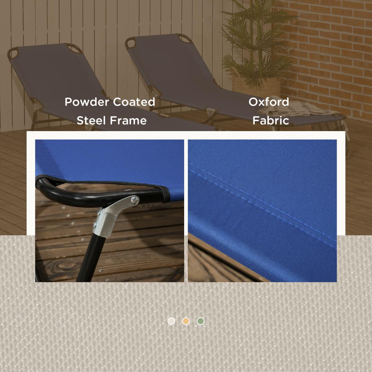 Outsunny  Folding Sun Loungers Set of 2 with Adjustable Backrest, Blue