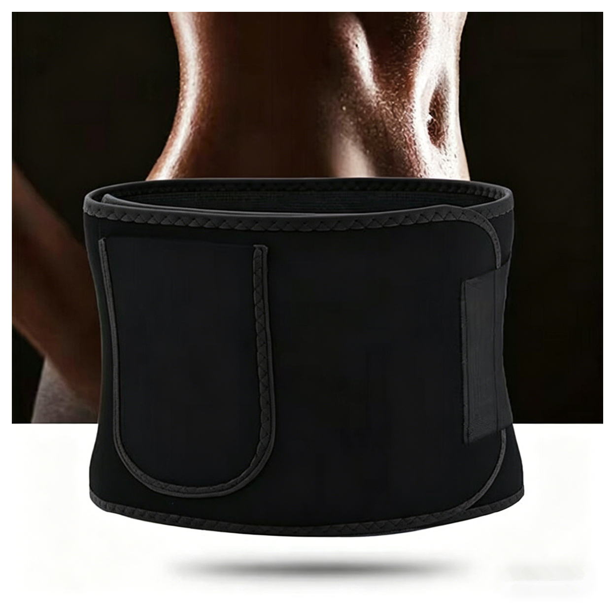 Waist Trimmer Belt Sport Workout Shaper Burner Slimming Belt W/ Phone Pocket Black