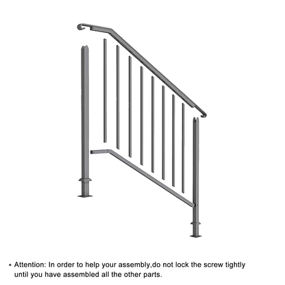 [Same Code：11384510  73142795]Artisasset Matte Black Outdoor 3 Level Iron Handrail
