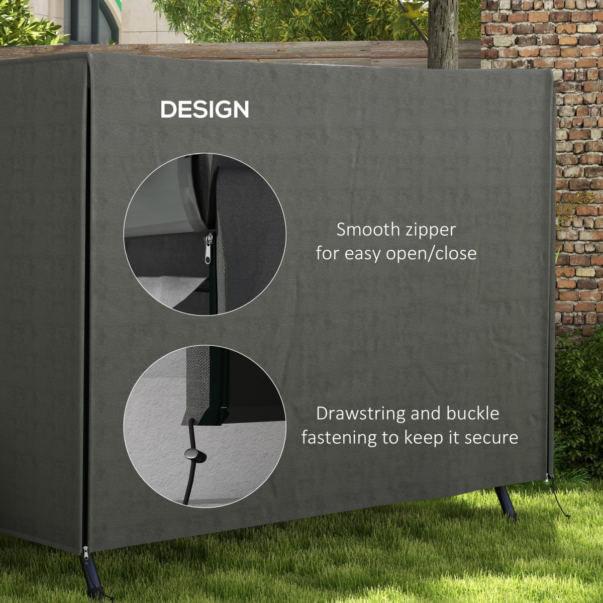 Outsunny Large Outdoor Swing Chair Cover  Garden Furniture Protector 164cm Grey
