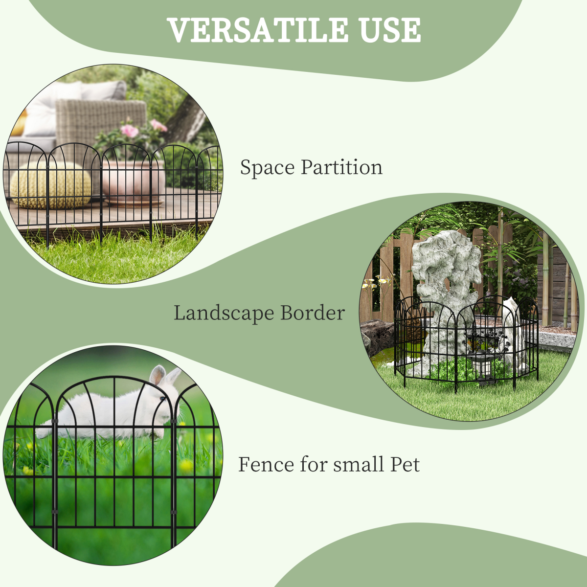 Outsunny 8PCs Decorative Garden Fencing 24in x 8.7ft Metal Border Edging