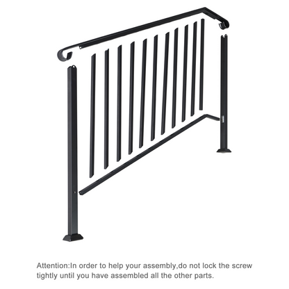 [Same Code：81504920  40310676]Artisasset Matte Black Outdoor 4 Level Iron Handrail