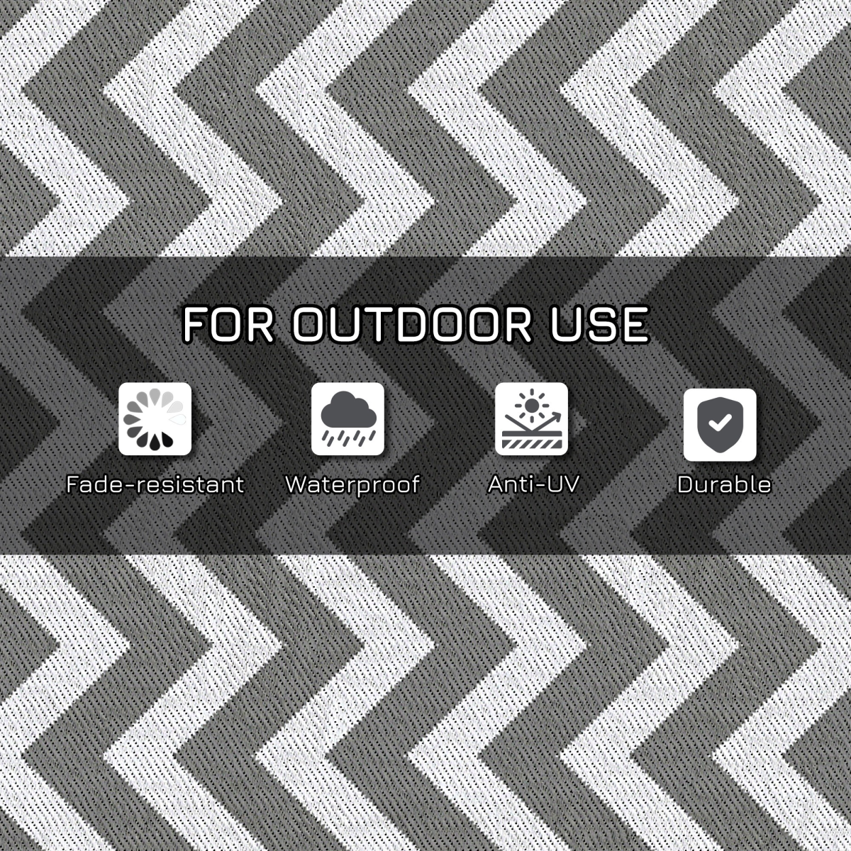 Outsunny Outdoor Rug, 1.2 x 1.8m Patio Floor Mat, Grey & White