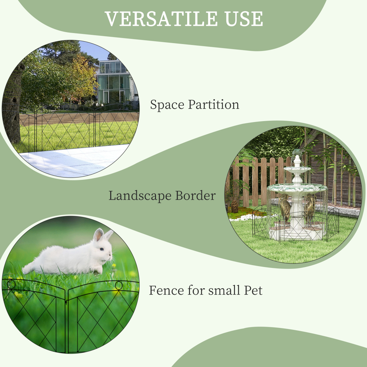 Outsunny 6PCs Decorative Garden Fencing 24in x 12ft Metal Border Edging