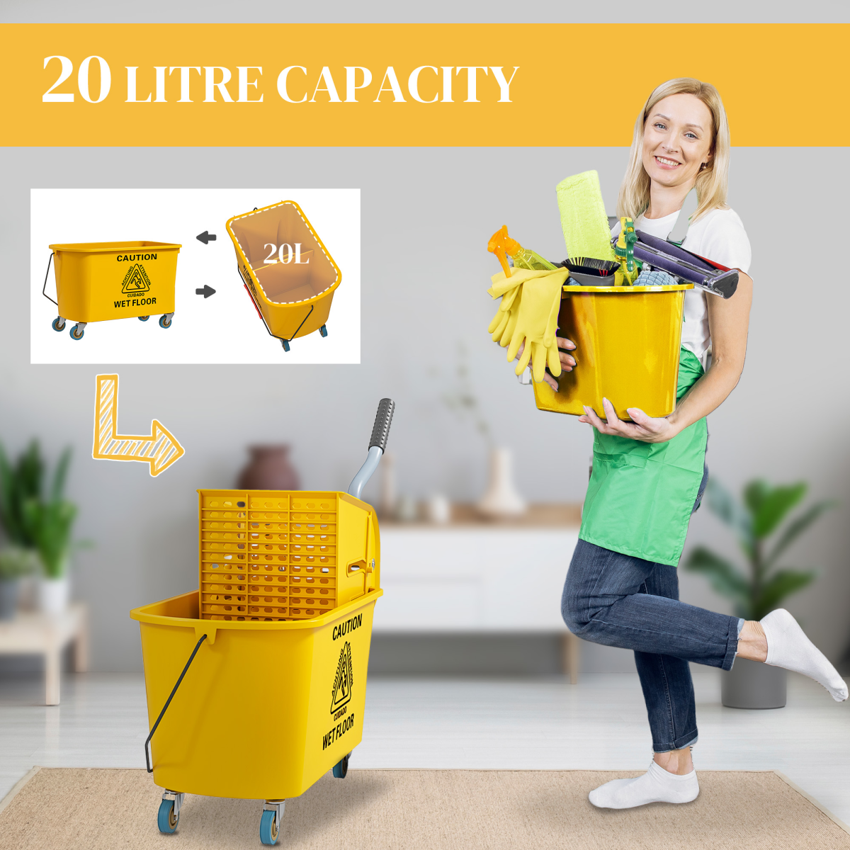 Mop Water Bucket Wringer Cart