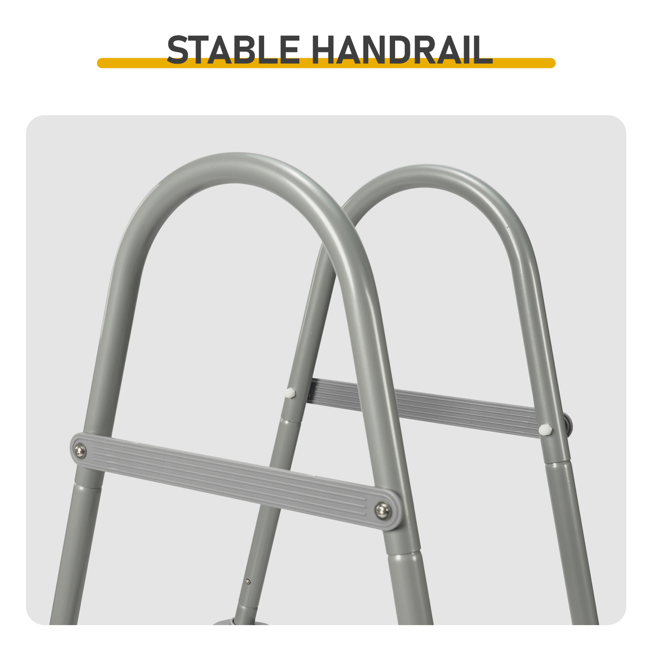 4-Step 52in Iron Pool Ladder (Gray Frame + Gray Steps)