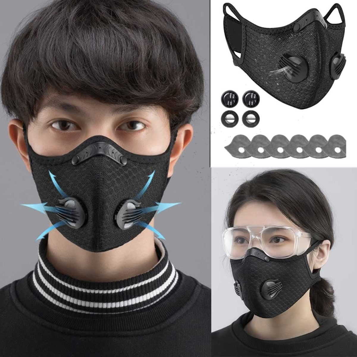 Reusable Half Face Cover Mask w/ Filter Cycling Outdoor Sport Face Mask