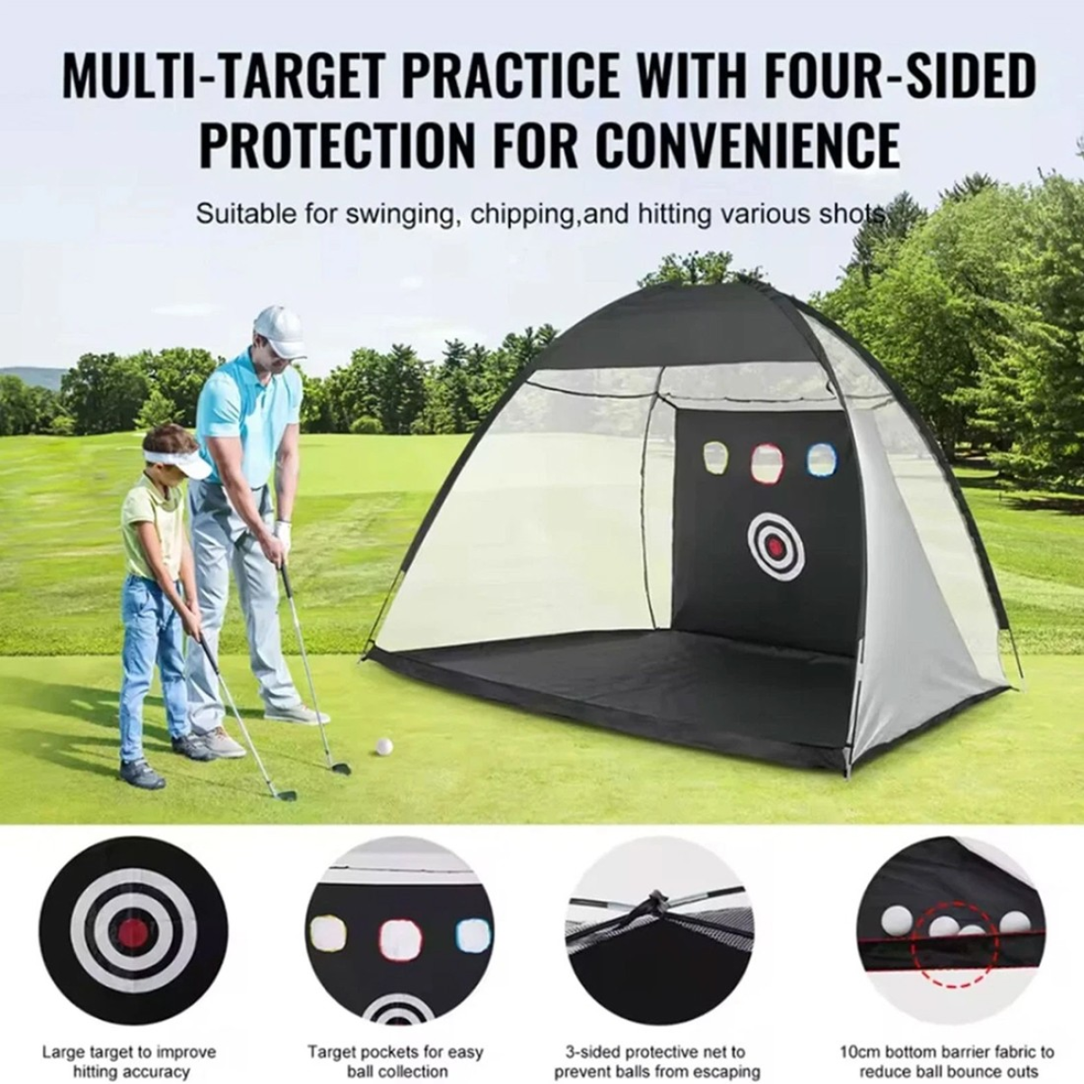 10x7ft Golf Practice Net Golf Hitting Aid Training Driving Chipping Indoor Out