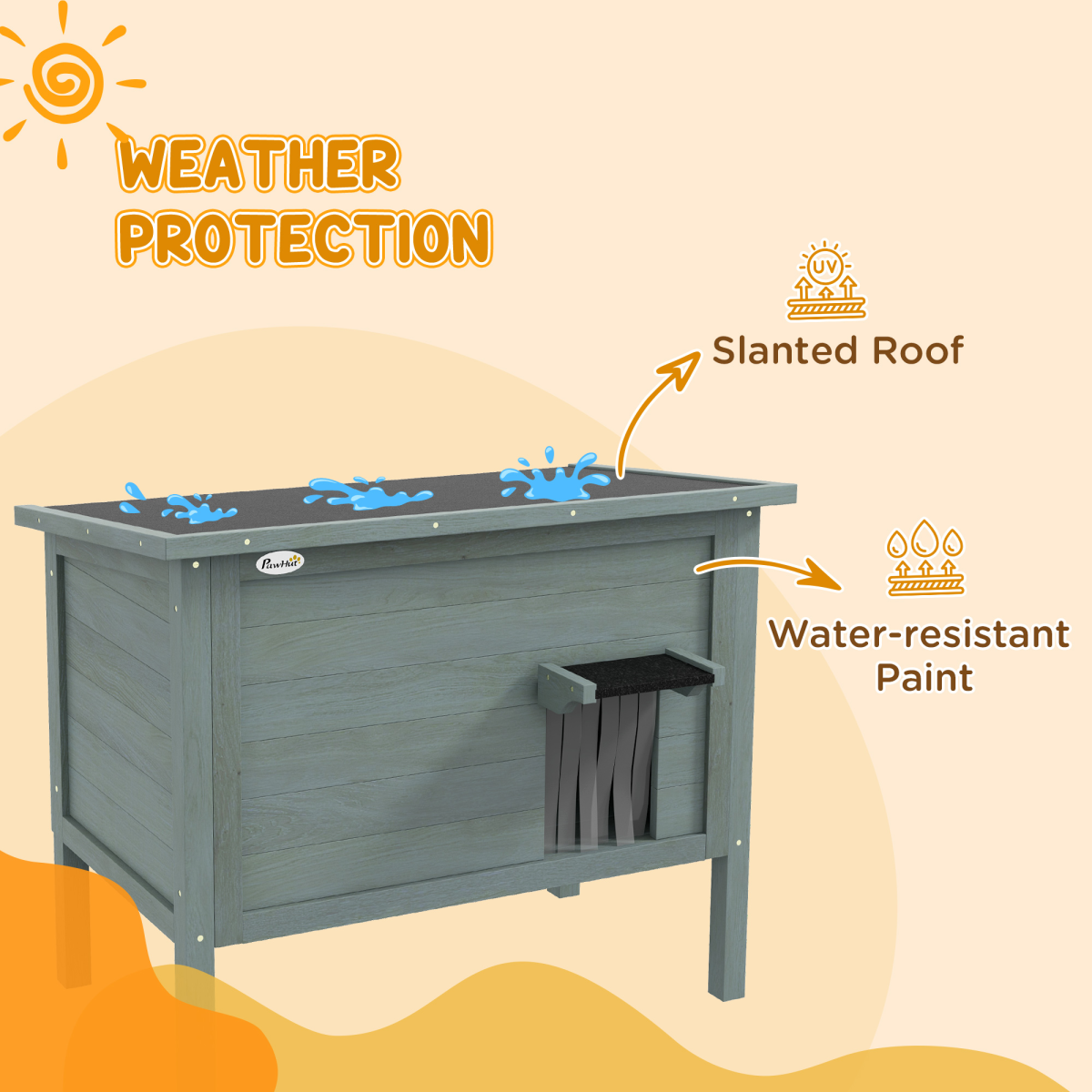 PawHut Outdoor Feral Cat House Insulated w/ Openable Roof - Charcoal Grey