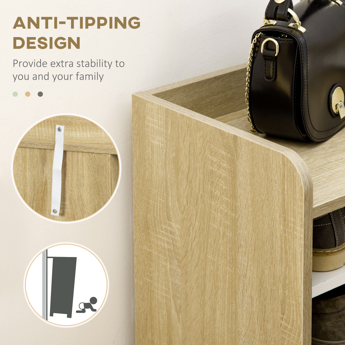 Shoe Storage Organizer w/ Double Door Cabinet Open Shelves for Hallway Entryway