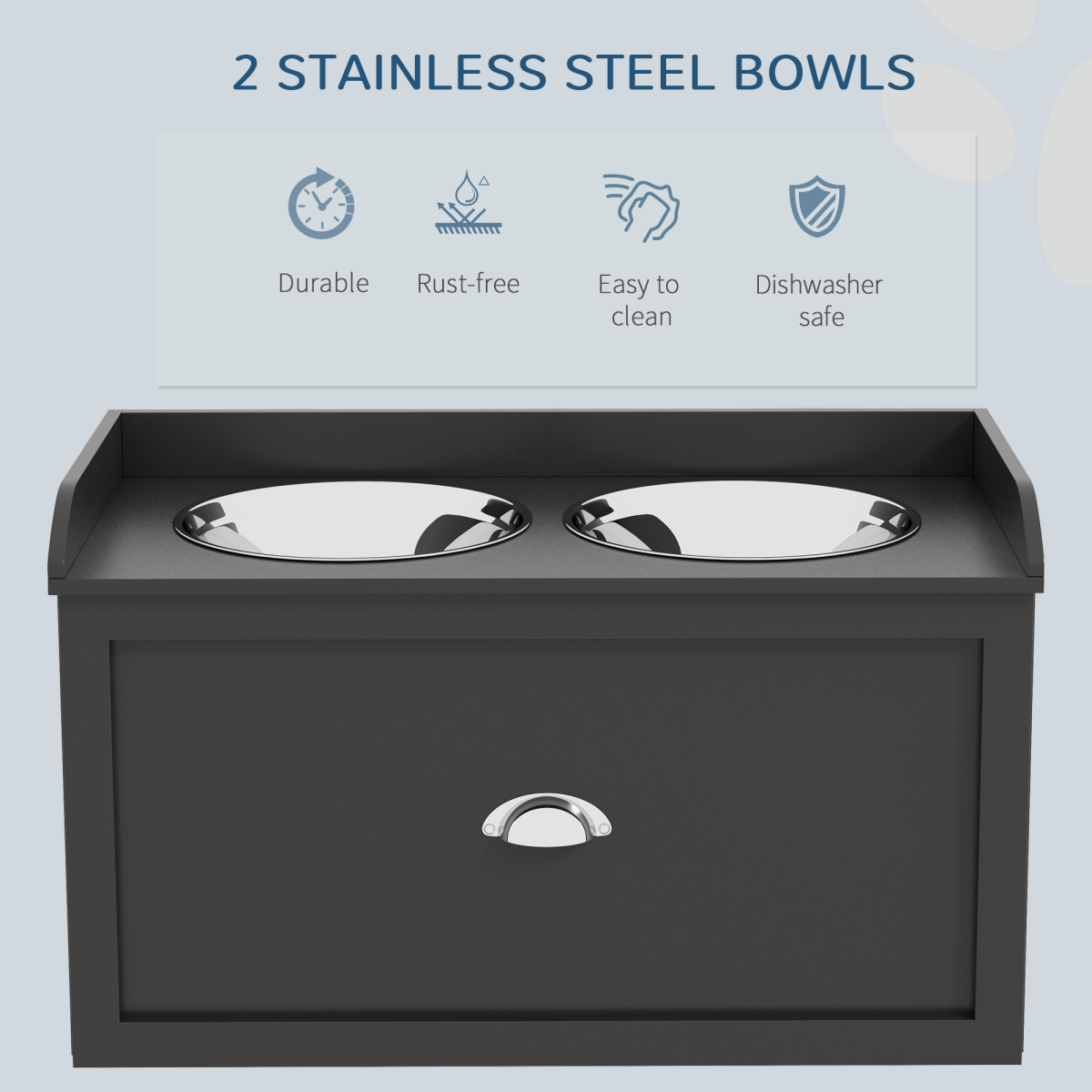 PawHut Stainless Steel Raised Dog Bowl w/ 21L Storage Drawer, for Large Dogs