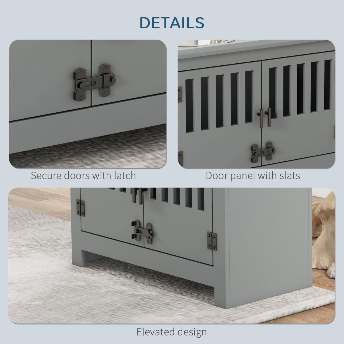 PawHut Raised Dog Bowls for Large Dogs Feeding Station with Stand Storage - Grey