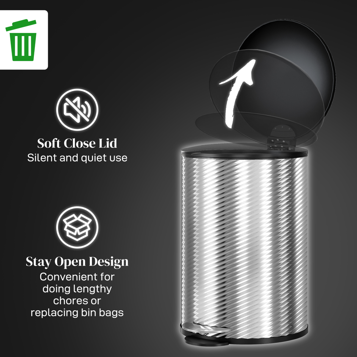 HOMCOM 20L Kitchen Pedal Bin, Stainless Steel Bin with Soft-close Lid, Silver