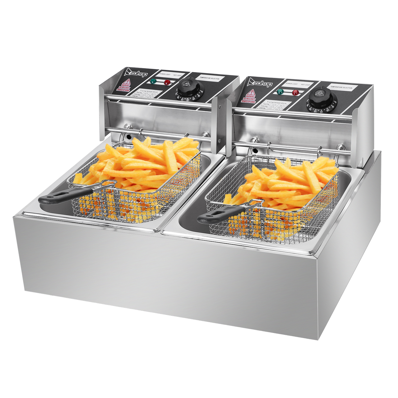 [Replace old code: 52344960] EH82 2500W 220-240V 12.7QT/12L Stainless Steel Double Cylinder Electric Fryer UK Plug