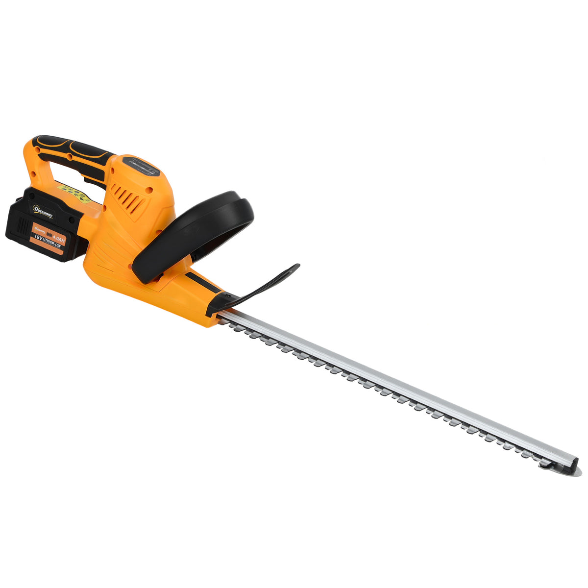 Outsunny 20" Cordless Hedge Trimmer, 18V Electric Hedge Cutter with 51cm Dual Action Blade, 2 x 4000mAh Batteries and Brushless Motor for Garden Branches, Shrubs, Twigs, Orange