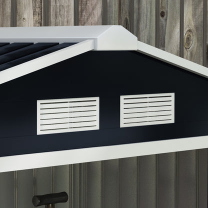 Outsunny 7 x 4ft Weatherproof Shed, Outdoor Bike Storage Shed with Ventilation Slots, Foundation Kit and Lockable Double Doors, Dark Grey