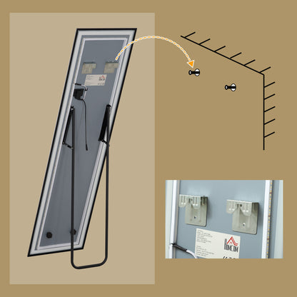 HOMCOM 150 x 40cm Full Length Mirror, with Adjustable Lights - Black