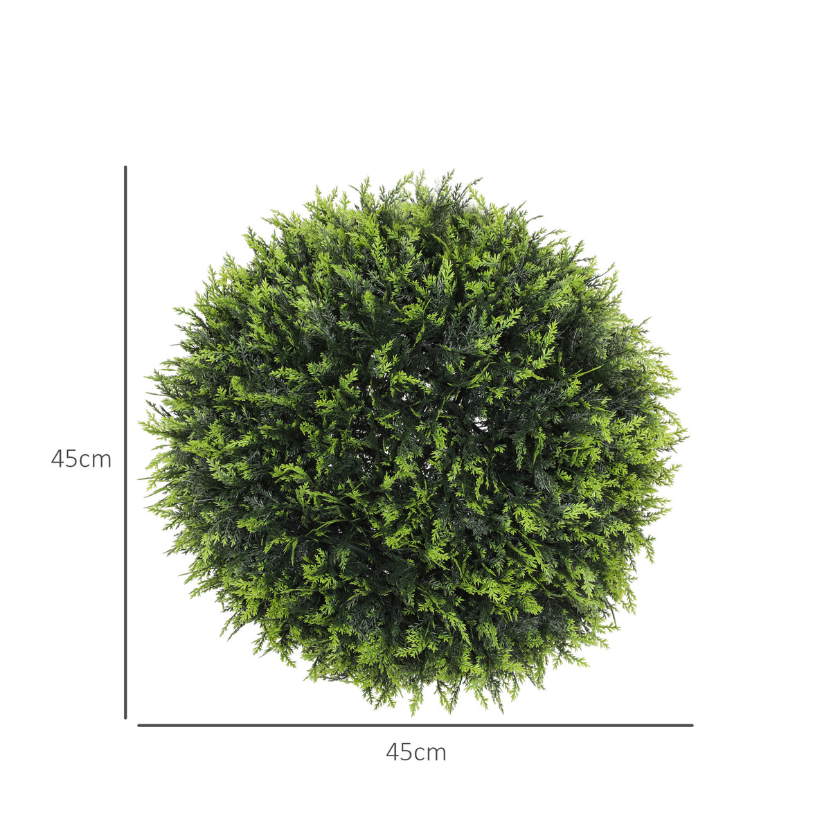 HOMCOM Set of 2 Artificial Plant Topiary Balls, UV-Protected Fake Decorative Plants, Faux Home Indoor Outdoor Decor, 45cm, Green