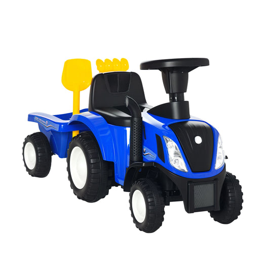 HOMCOM Ride On Tractor Toddler Walker Foot To Floor Slider w/ Horn Storage Steering Wheel for 1-3 Years Old Blue