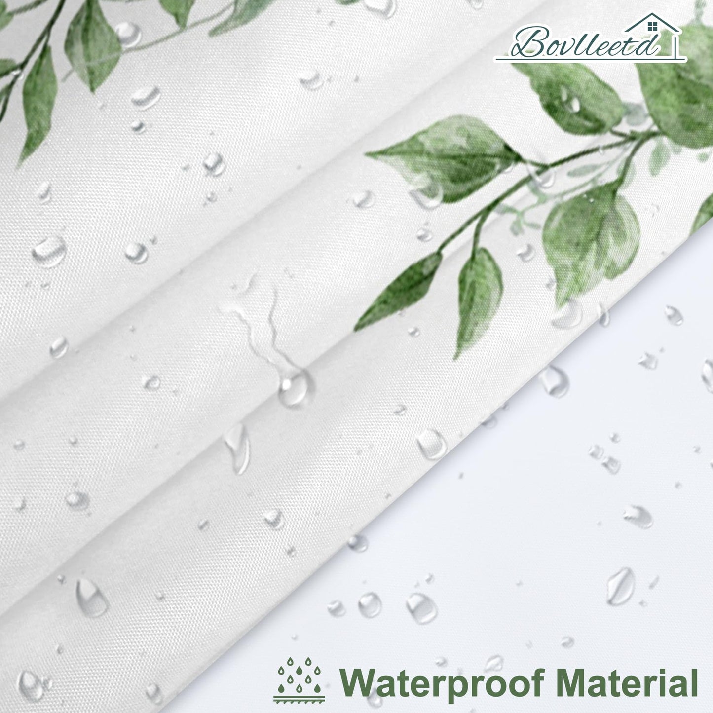 Bovlleetd Plant Floral Shower Curtain 122x183cm Waterproof Green Plant Bathroom Decoration Leaves Curtain Washable Bathroom Curtain Quick-Drying