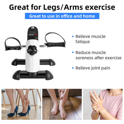 EVOLAND Under Desk Bike Pedal Exerciser Leg Pedal Machine with Handle LCD Display, Sit Down Exercise Equipment for Home and Office Fitness Training,