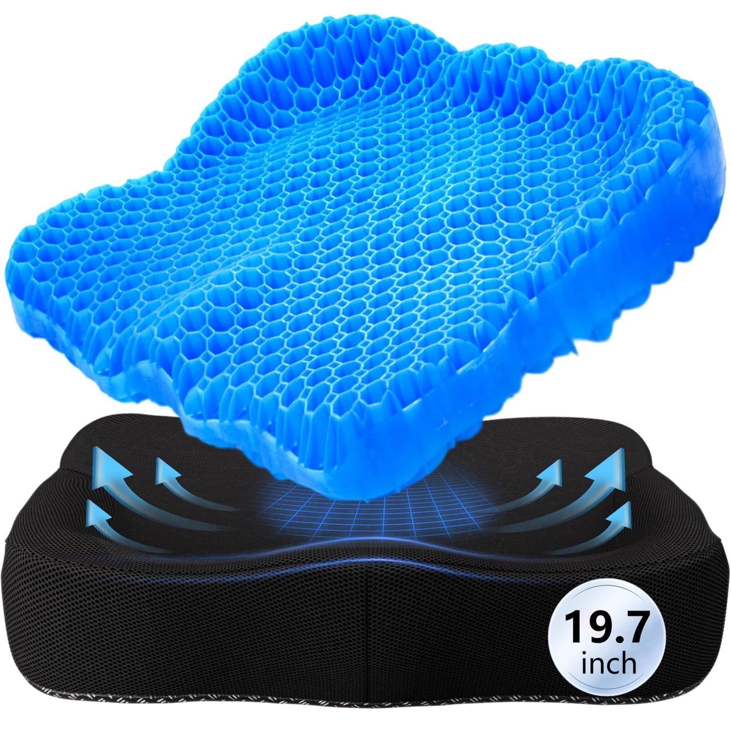 Extra Thicker Gel Seat Cushion for Long Sitting, Pressure Relief Seat Cushion, Chair Cushion for Back Pain, Egg Cushion for Car, Desk Chair,