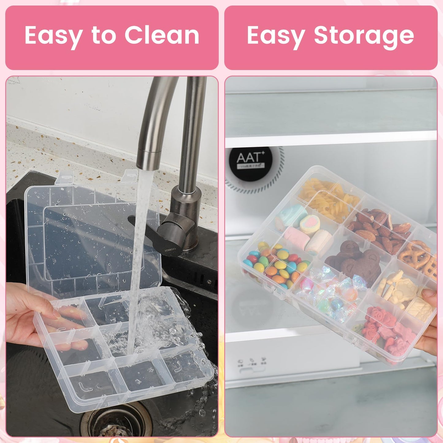 JRJRN 20 x 14.8CM Snack Box for Kids, Plastic Bead Storage Boxes, Snack Box