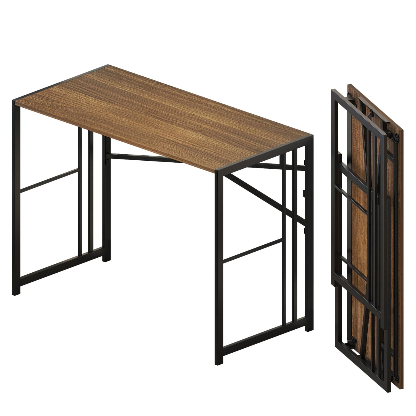Lutown-Teen Folding Computer Desk 103 cm No Assembly Required, Espresso