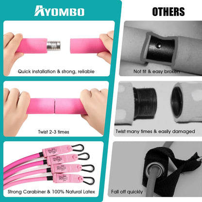 Pilates Bar Kit with Resistance Bands, Pilates Workout Equipment for Legs, Hip, Waist, Arm, Squats Exercise Equipment for Home Workouts, Adjustable