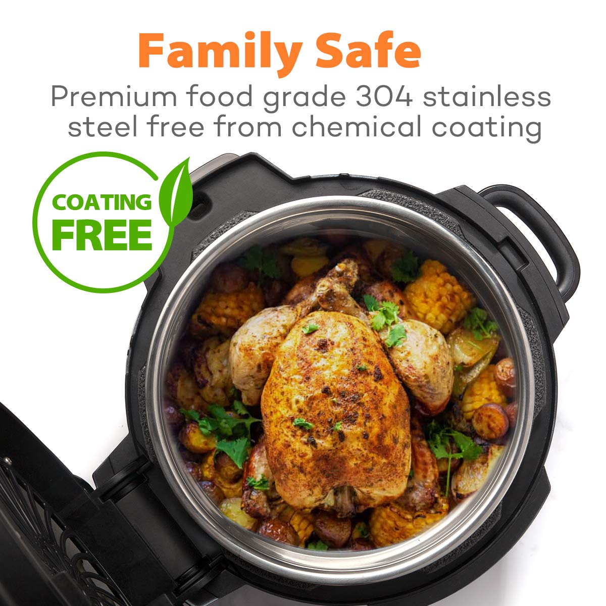 Sicheer Stainless Steel Inner Pot Replacement Insert Liner Accessory Compatible with Ninja Foodi 6.5 Quart