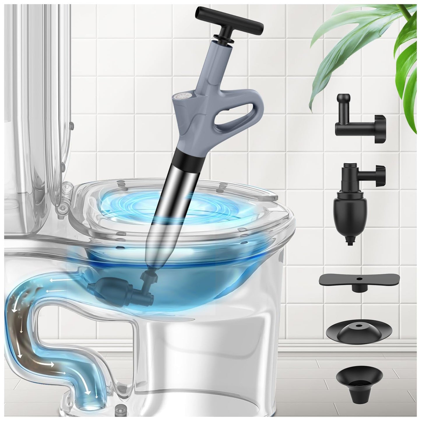 Mieaoll Toilet Unblocker, Toilet Unblocker Heavy Duty, Drain Unblocker Tool, for Bathroom Toilet Sink Floor Use