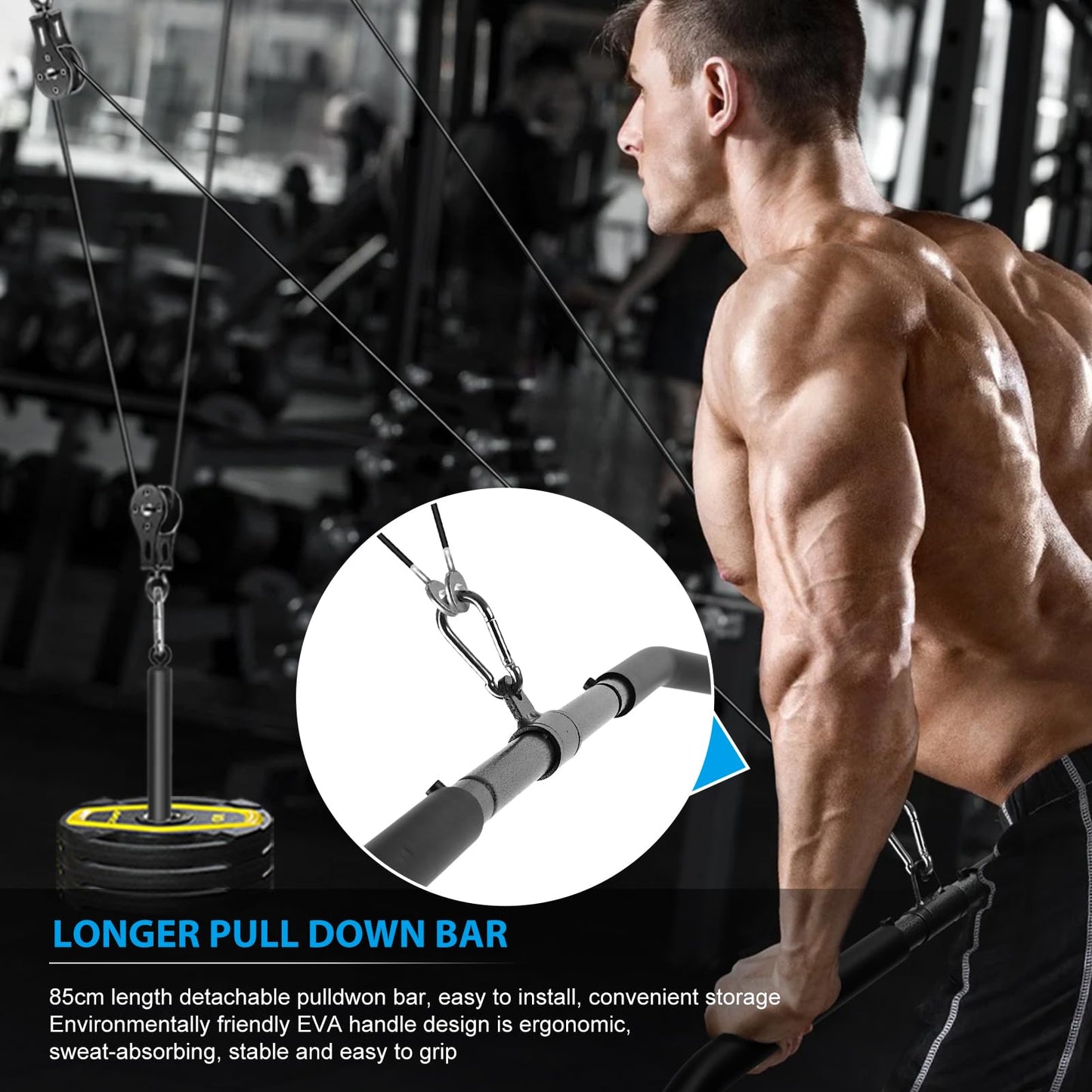 Weight Cable Pulley System, Cable Pulley System Home Gym Fitness Cable Pulley Attachment Home Gym Equipment for LAT Pull Down, Arm Workout