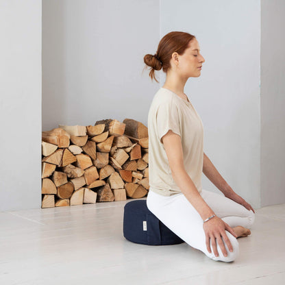 basaho WHEEL Zafu Meditation Cushion | Organic Cotton | Buckwheat Hulls | Removable Washable Cover (Mustard)