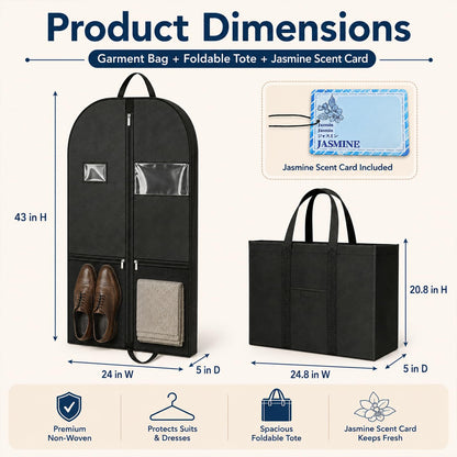 Garment Bag 43 Inch, Travel Garment Bags for Hanging Clothes with Tote
