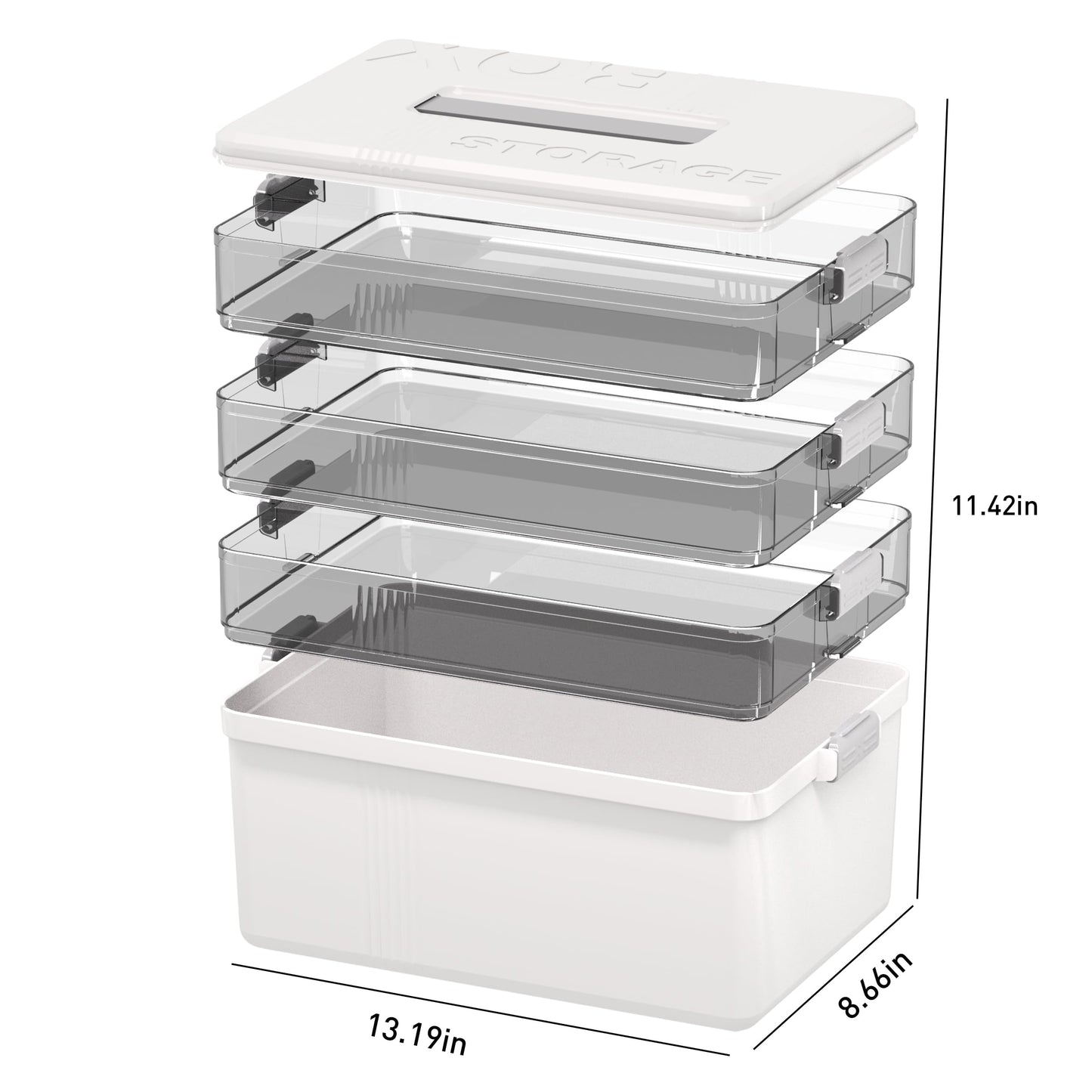 Citylife 4-Layer Medicine Storage Box, Medication Storage Box with Handle, Household Medical Organiser Portable Emergency First Aid Container for
